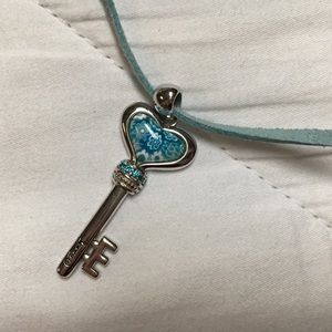 Heart Key Faux Leather Necklace